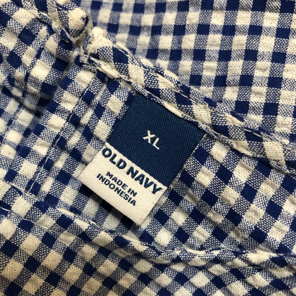 Old Navy Blue & White Gingham Puff Sleeve Tiered Midi Dress - Picture 4 of 9